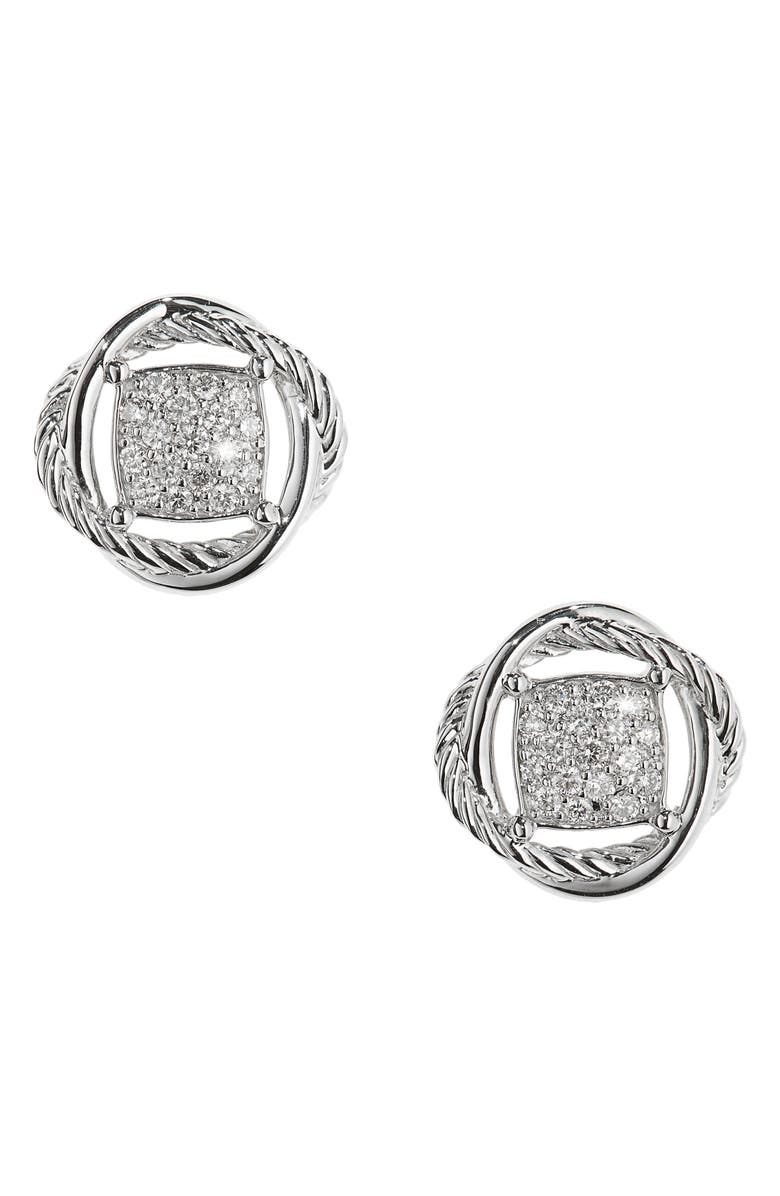 David Yurman Infinity Pavé Diamond Stud Earrings, Alternate, color,