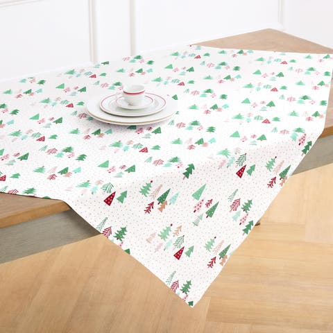 Linen Table Throw - Modern Christmas, 52" x 52" Inch