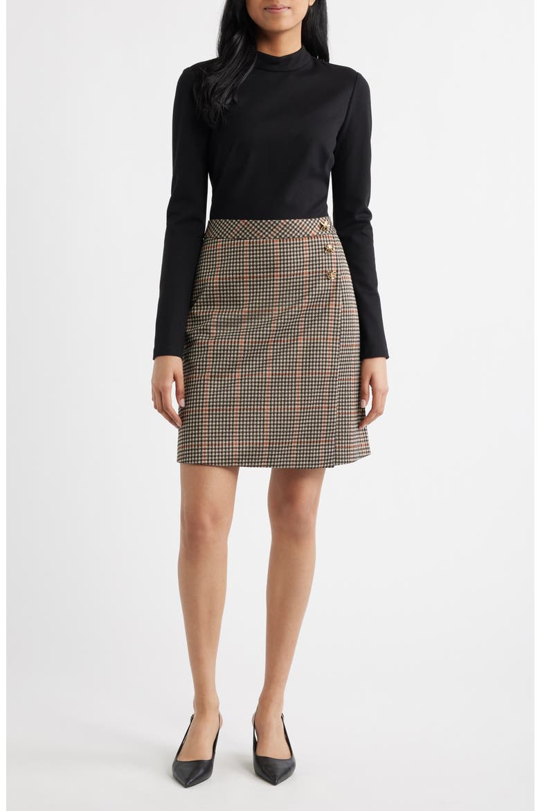 Mixed Media Long Sleeve Dress, Main, color, BLACK COGNAC
