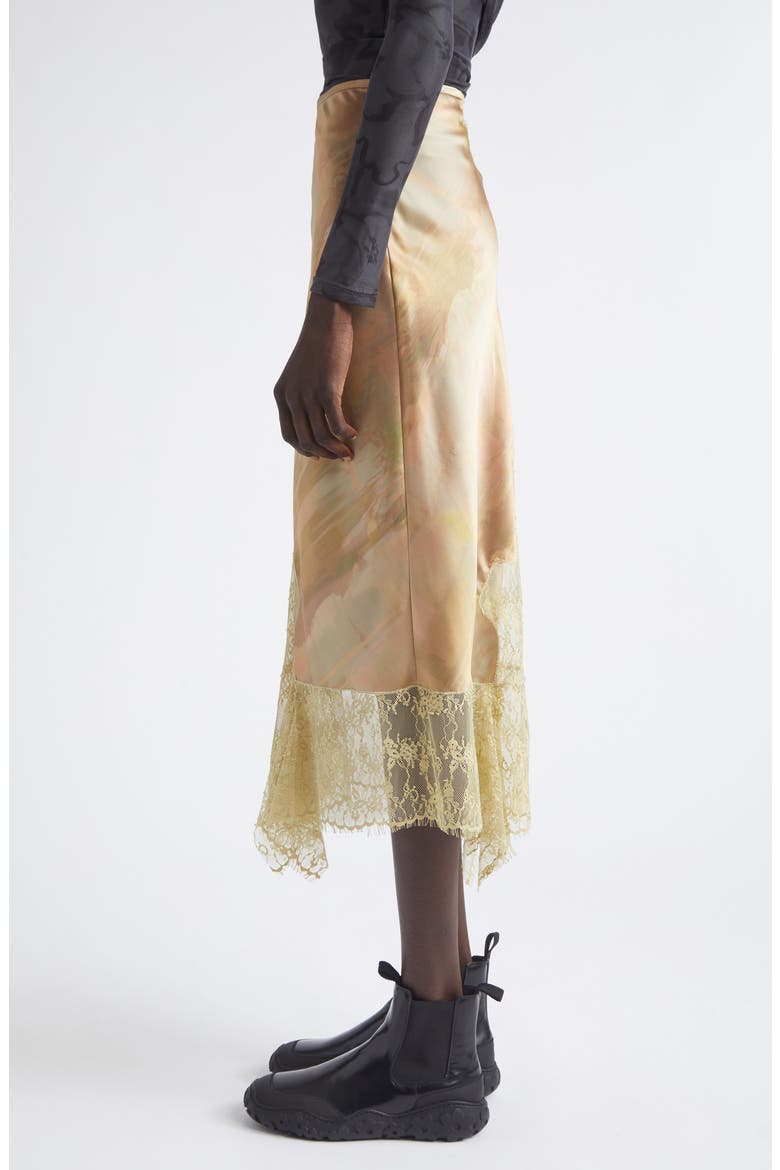 Hiss Crepe & Lace Midi Skirt, Alternate, color, OLIVE GUA SHA