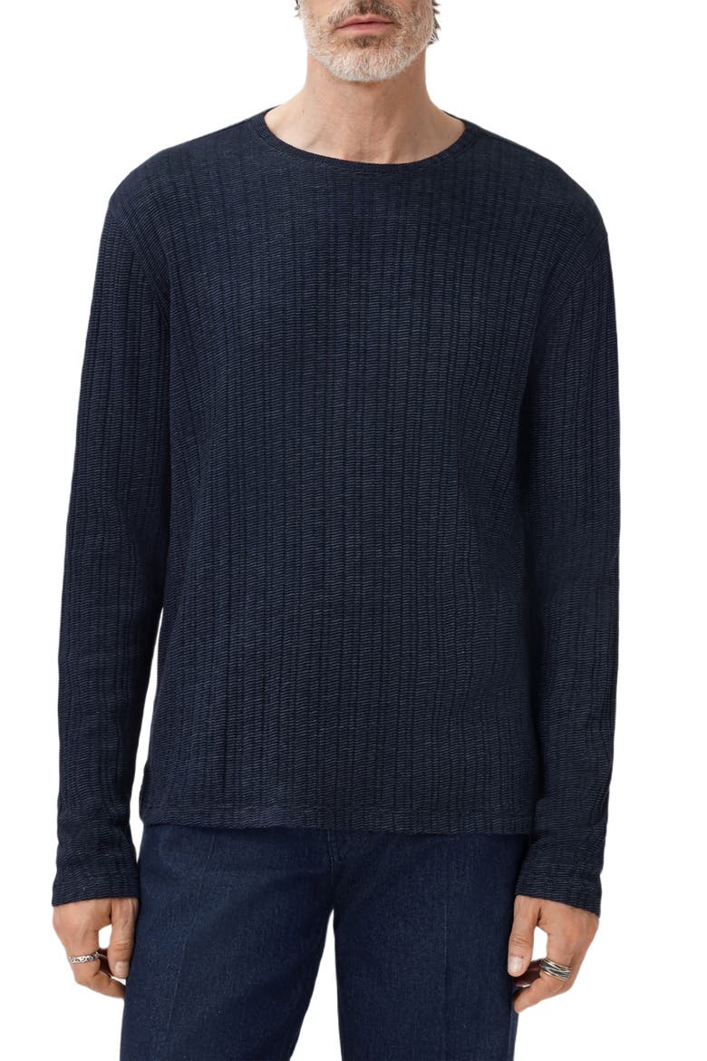 Fern Feeder Stripe Rib Long Sleeve T-Shirt, Alternate, color, NAVY