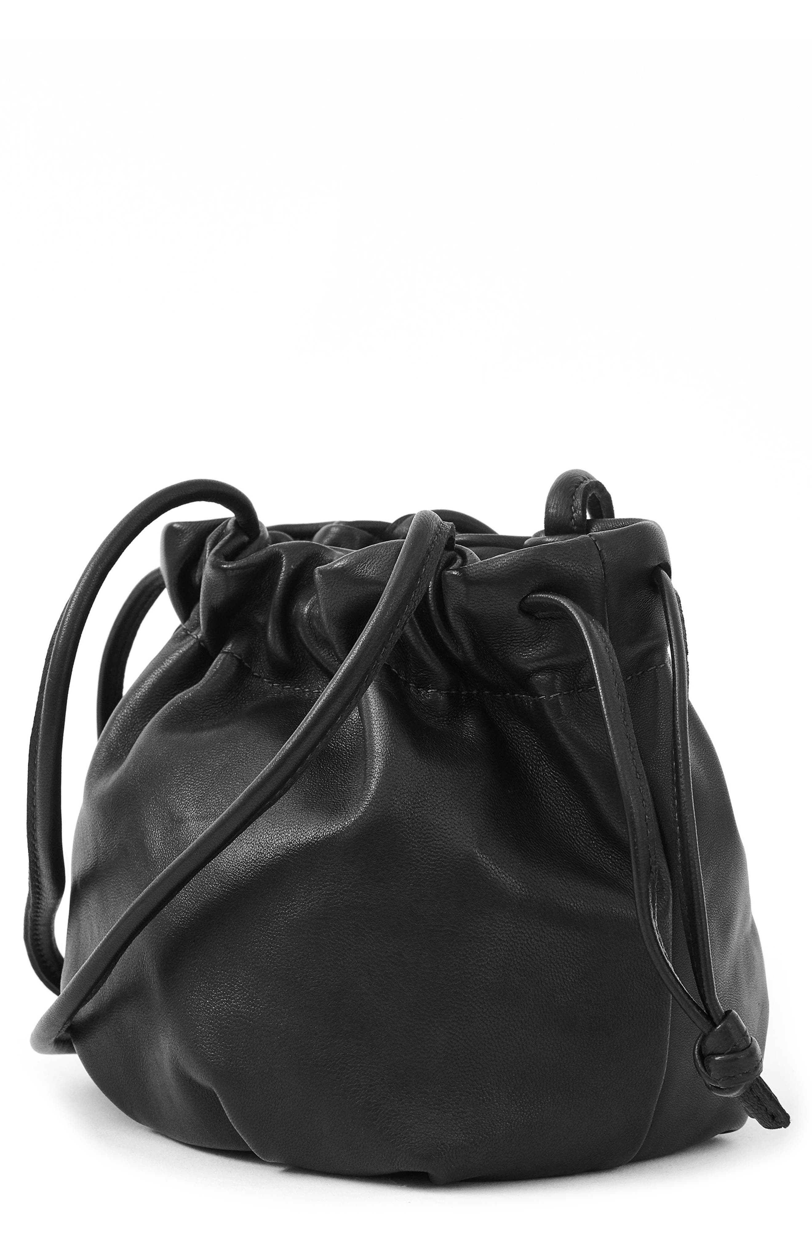 Clare V. Emma Leather Drawstring Bag, Main, color, 