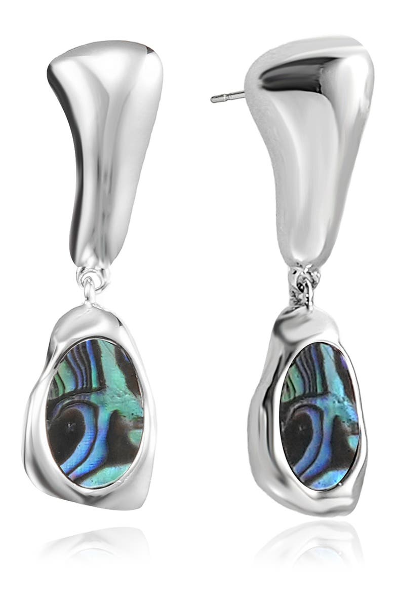 Molten Abalone Drop Earrings, Main, color, SILVER