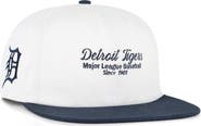 '47 Men's '47 White/Navy Detroit Tigers Script Stack Relaxed Captain Snapback