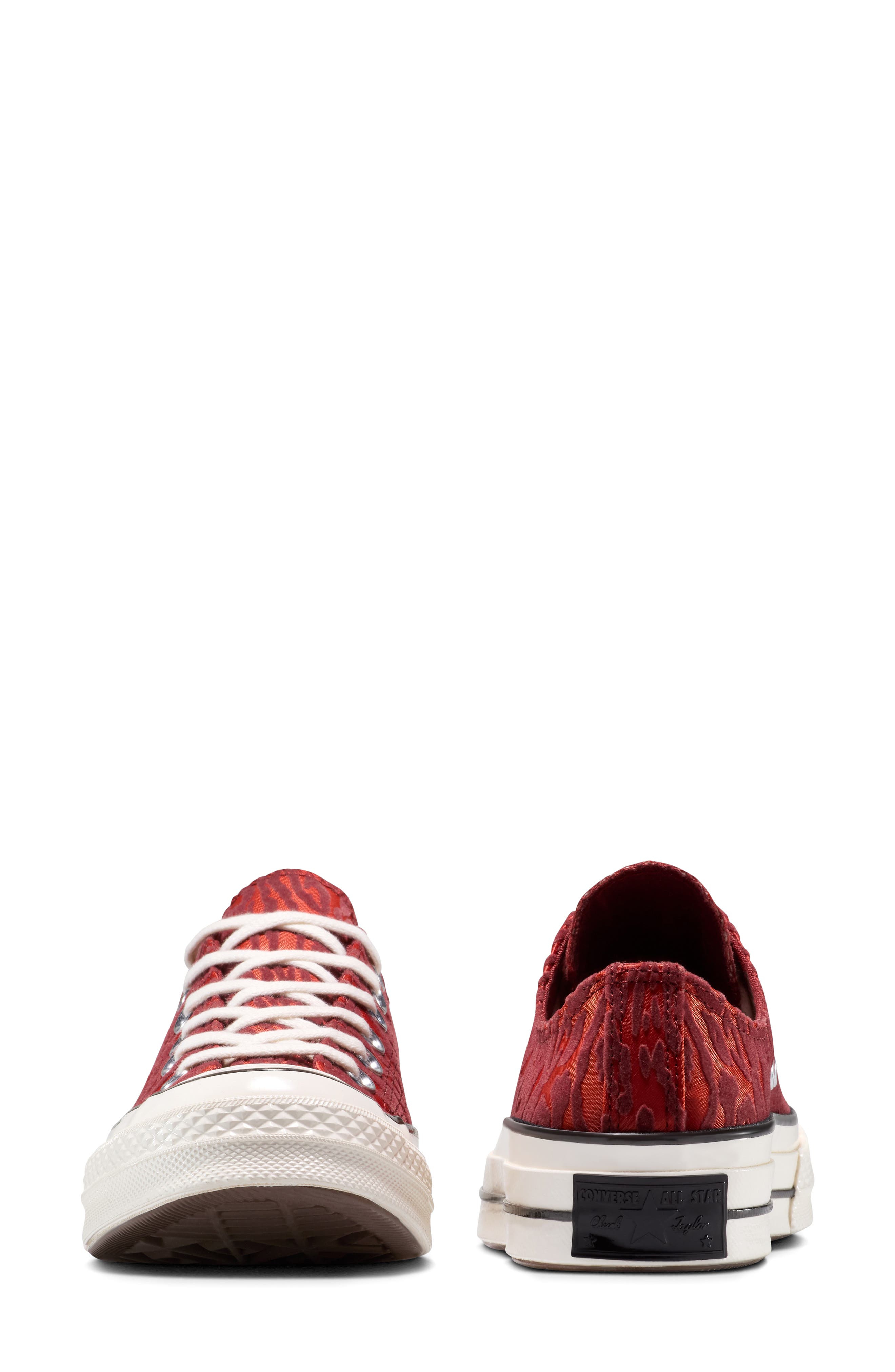 Converse Gender Inclusive Chuck 70 Leopard Flocked Satin Low Top Sneaker, Alternate, color, Rottin Apple/ By The Campfire