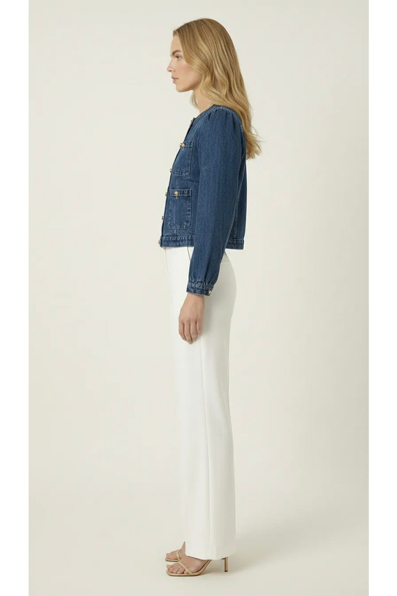 Button Front Utility Pocket Denim Jacket, Alternate, color, Dark Indigo Blue