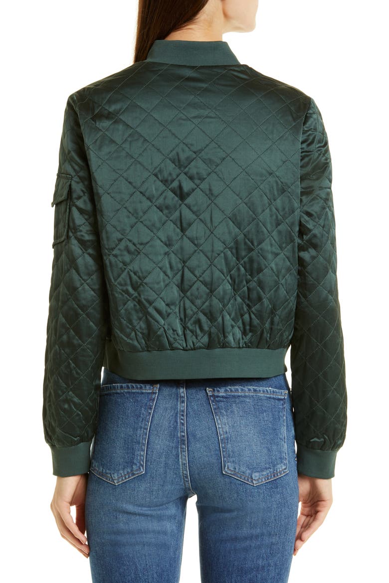 The Dierdre Quilted Silk Bomber Jacket, Alternate, color, HUNTER