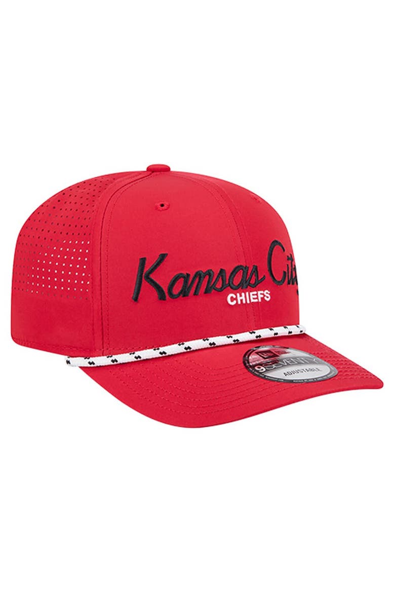 Men's New Era Red Kansas City Chiefs Script 9SEVENTY Adjustable Hat, Alternate, color, Red