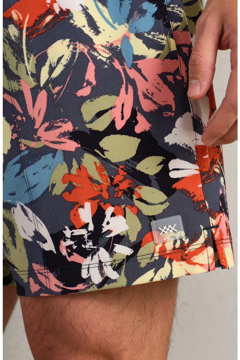 5.5-Inch Water Repellent Swim Trunks, Alternate, color, NAVY/ DUSTY SAGE FLORAL