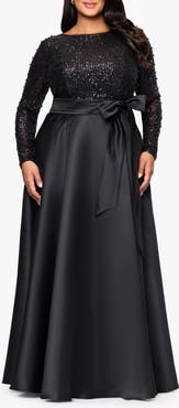 Xscape Evenings Sequin Bodice Long Sleeve Gown