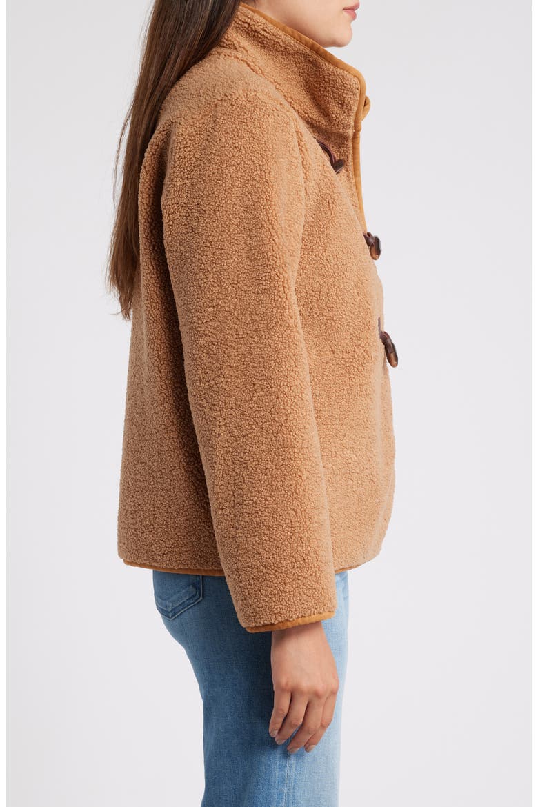 Toggle Front Faux Shearling Jacket, Alternate, color, SEPIA TAUP