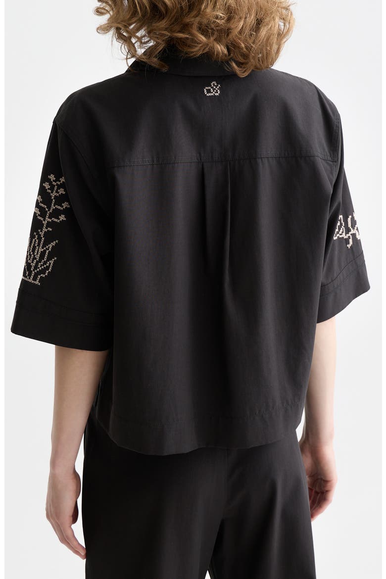 Boxy Short Sleeve Button-Up Shirt, Alternate, color, METEORITE