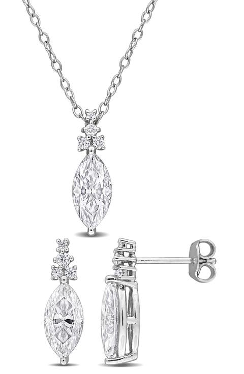 Marquis Cut Lab Grown Moissanite Earrings & Necklace Set