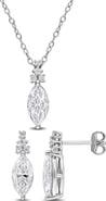 DELMAR Marquis Cut Lab Grown Moissanite Earrings & Necklace Set