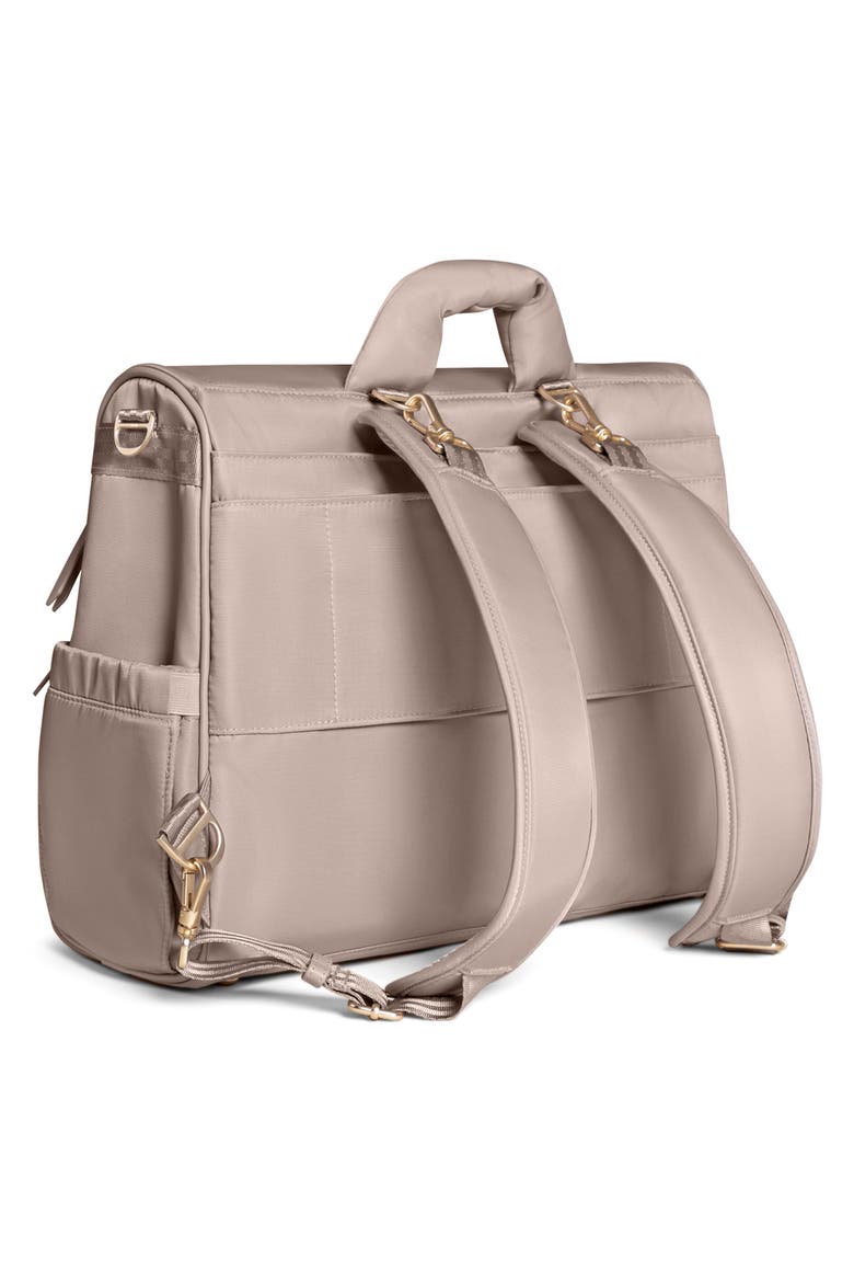 Twill Diaper Backpack Satchel, Alternate, color, TAUPE