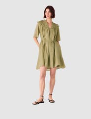 Whistles Short Sleeve Cotton Frill Mini Dress