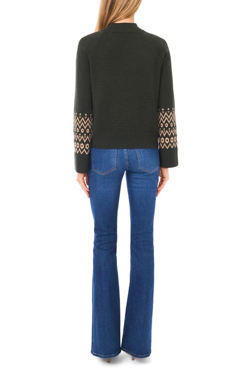 Halogenr Halogen(r) Fair Isle Accent Mock Neck Sweater In Black