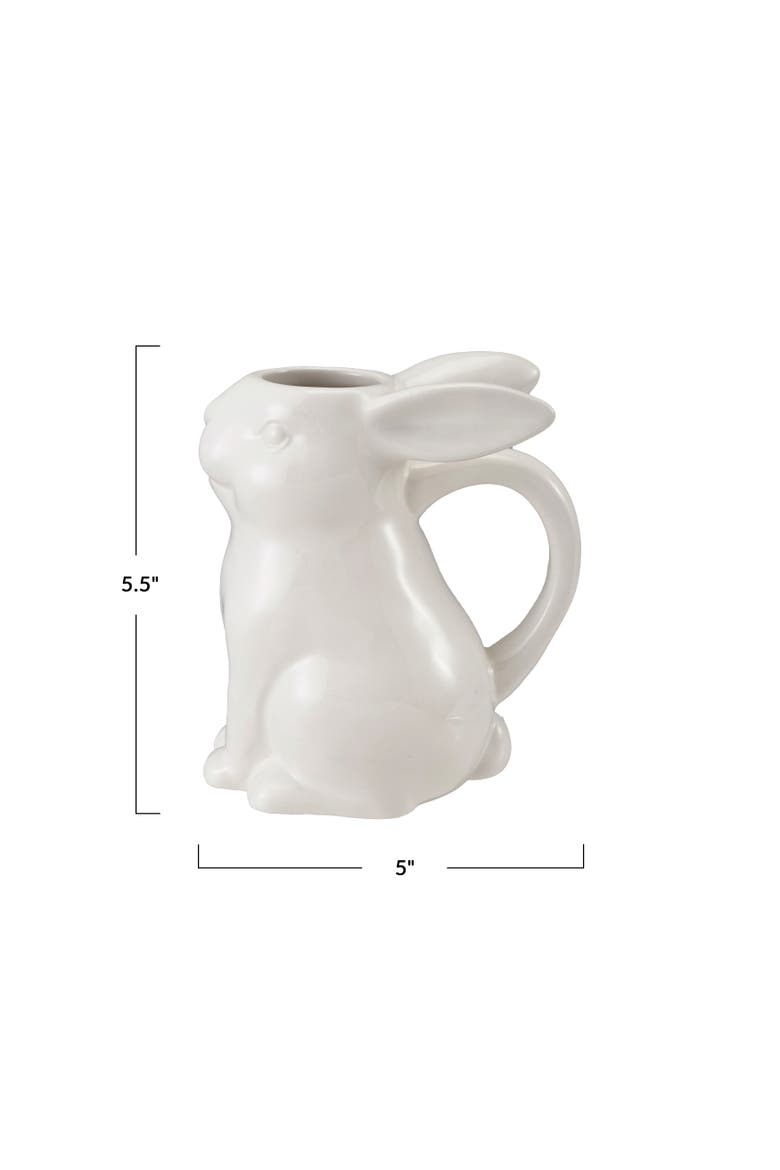Dolomite Rabbit Creamer with Glaze, Alternate, color, White