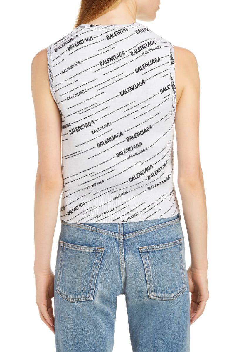 Balenciaga Jacquard Stripe Logo Sweater, Alternate, color, 