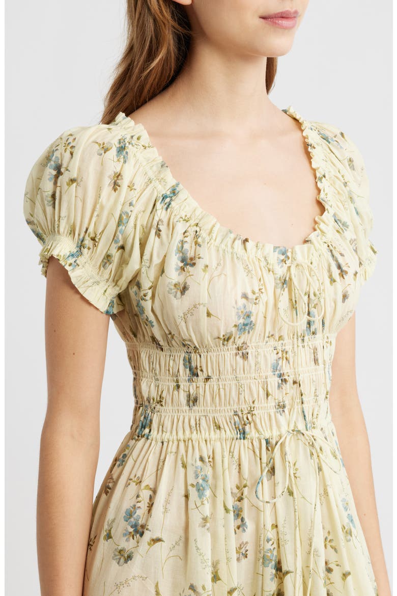 Ashlynn Floral Organic Cotton Voile Midi Dress, Alternate, color, SUNSHINE PRAIRIE ROSE