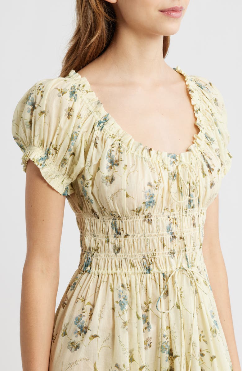 DÔEN Ashlynn Floral Organic Cotton Voile Midi Dress, Alternate, color, Sunshine Prairie Rose