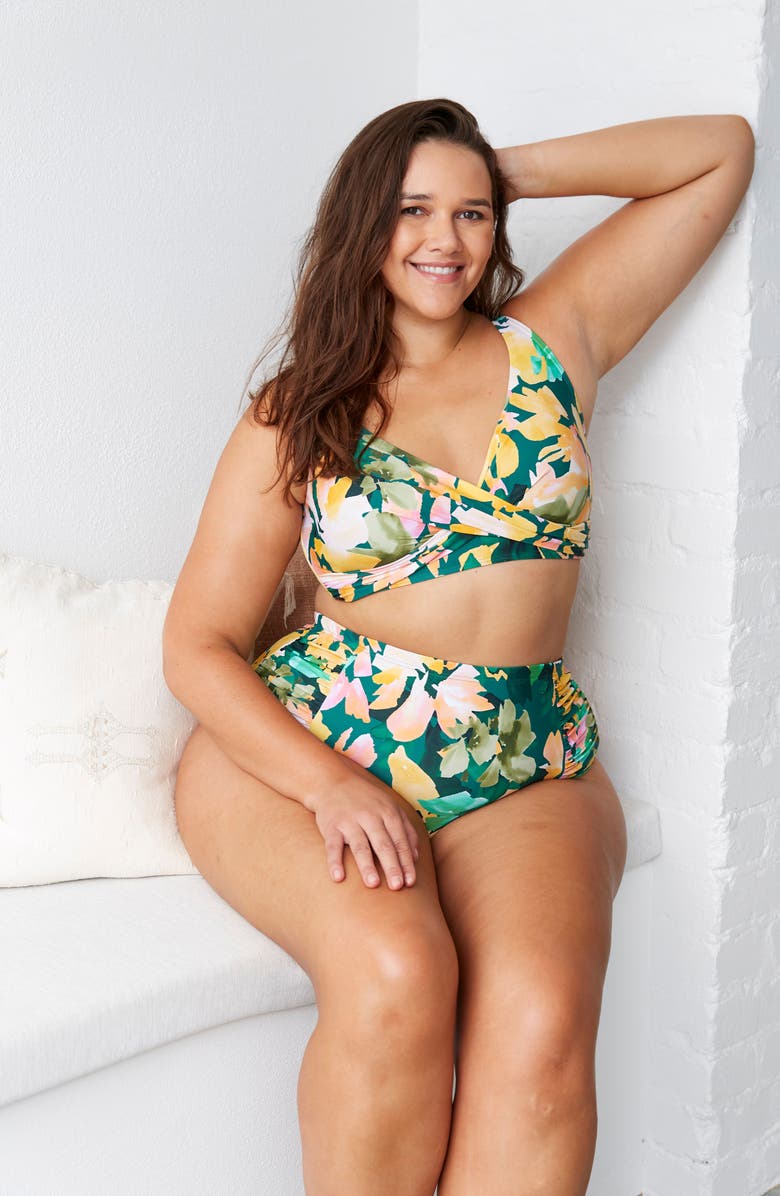 Artesands Delacroix Floral Print Bikini Top, Alternate, color, Green