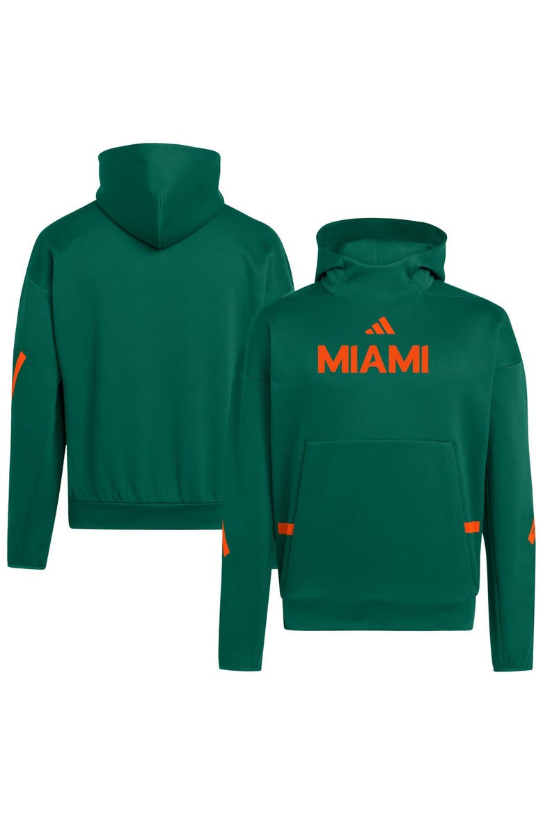 Men's adidas Green Miami Hurricanes Z.N.E. Pullover Hoodie, Main, color, Green