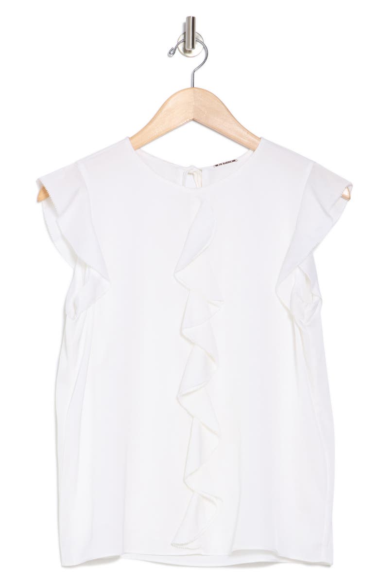 Elie Tahari The Anya Ruffle Cap Sleeve Silk Blend Top, Alternate, color, Sky White