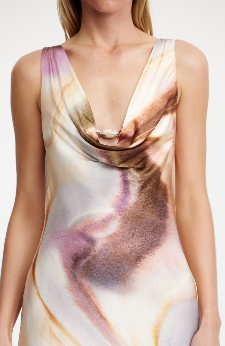 Significant Other Lacey Abstract Print Satin Maxi Dress, Alternate, color, Copper Watercolour