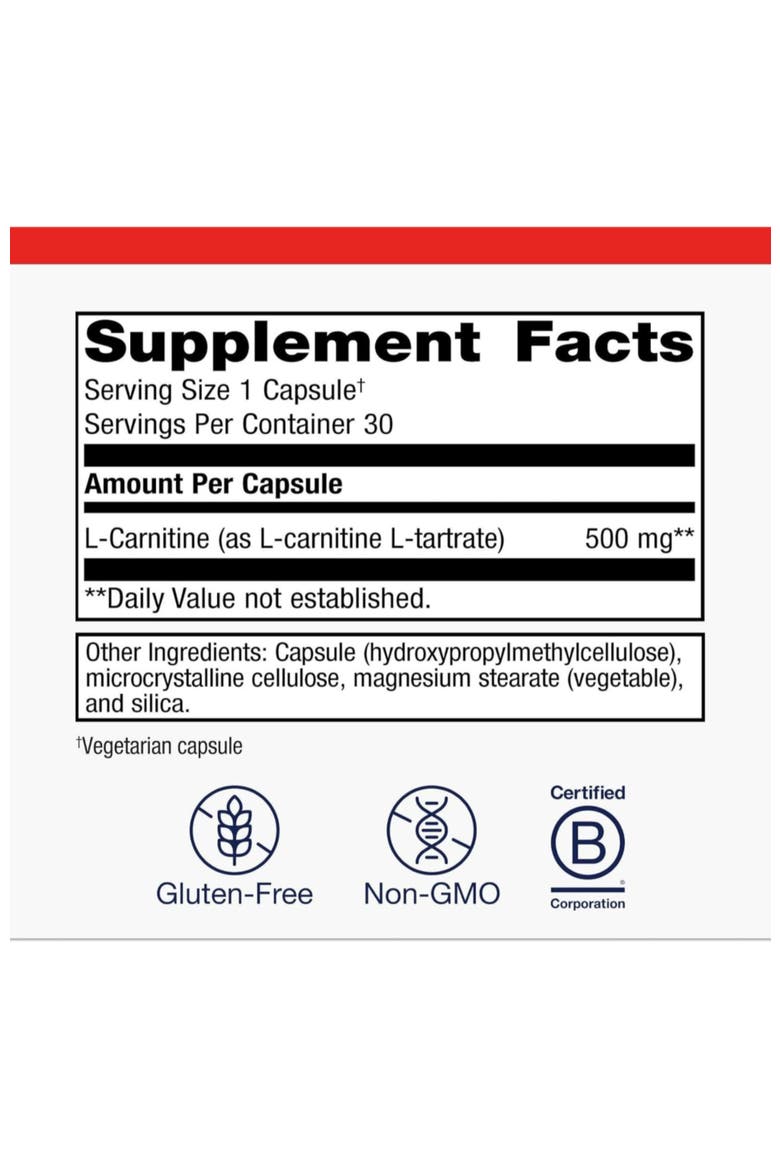 L-Carnitine Amino Acid Supplement Capsules 30 Capsules, Alternate, color, None