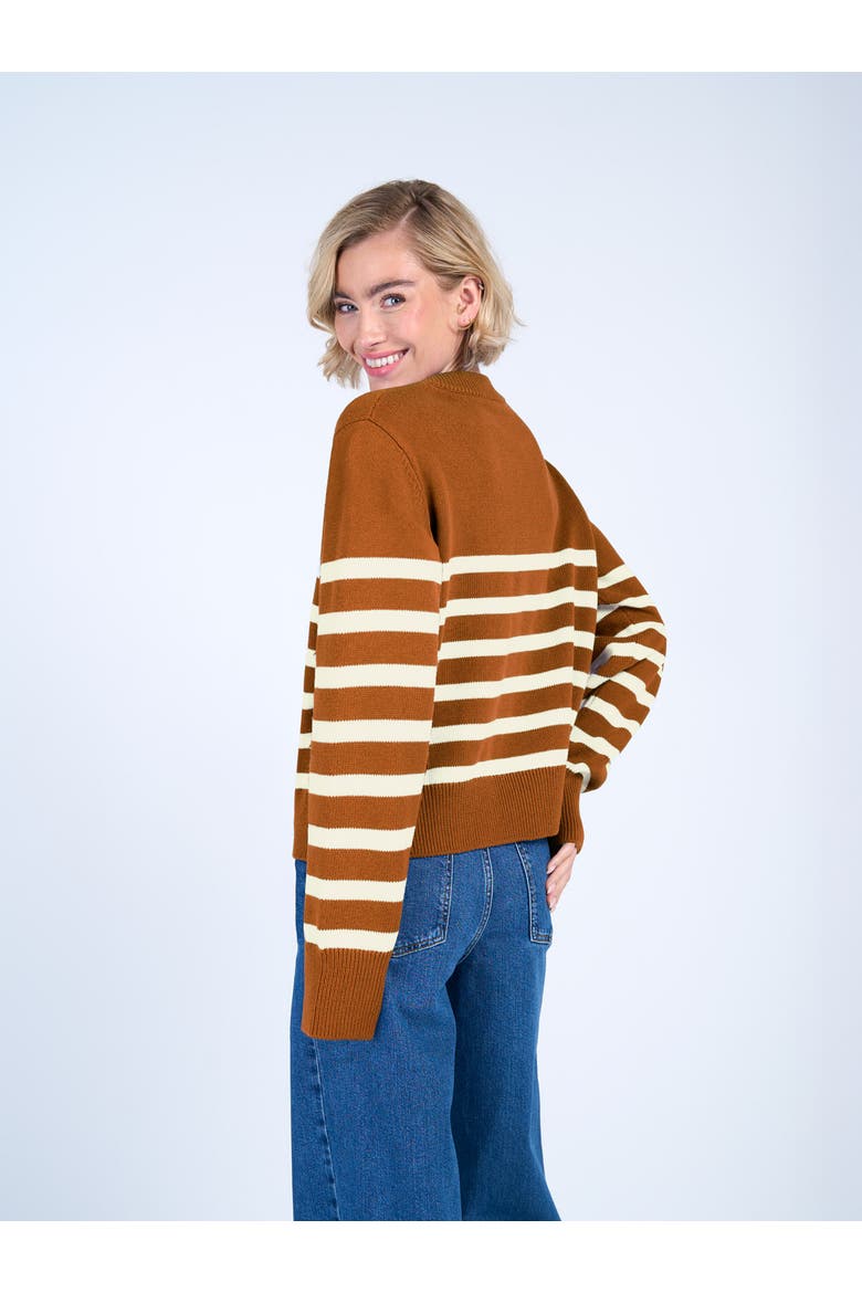 Long Sleeve Boxy Stripe Crew Sweater, Alternate, color, Ginger & Soft White
