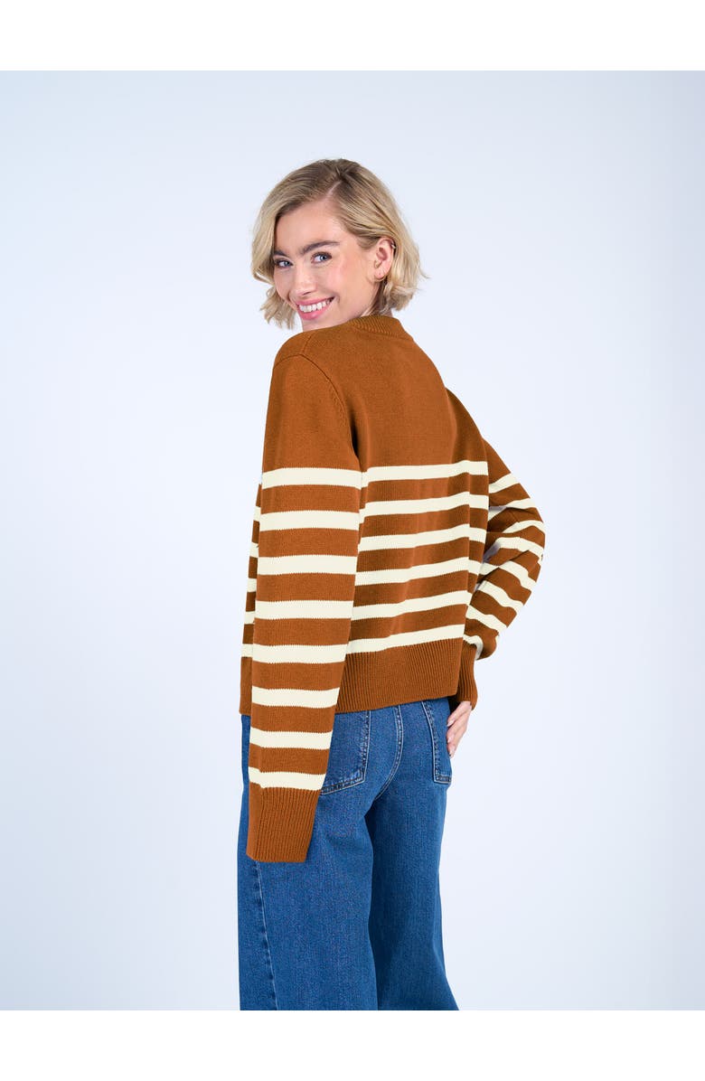 Kettlewell Long Sleeve Boxy Stripe Crew Sweater, Alternate, color, Ginger & Soft White