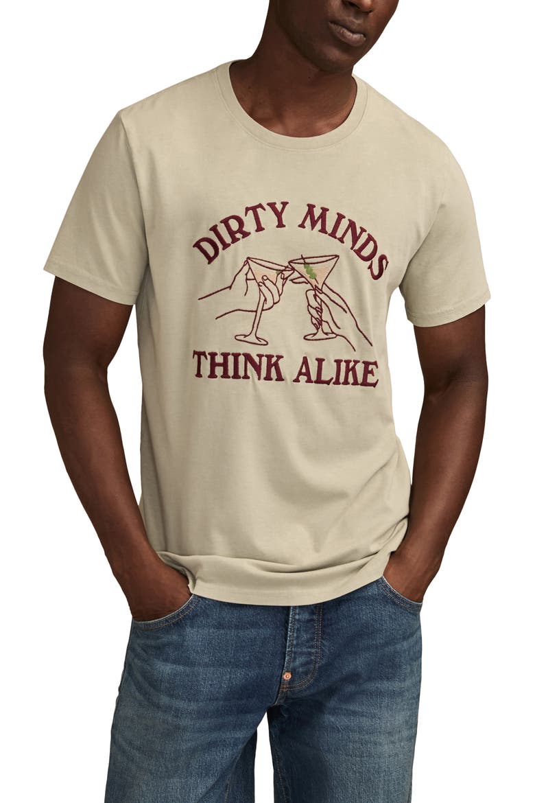 Dirty Martinis Embroidered Cotton T-Shirt, Main, color, GRAY