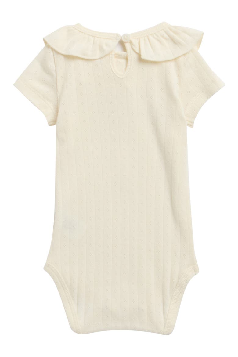 Ruffle Collar Cotton Bodysuit, Alternate, color, IVORY