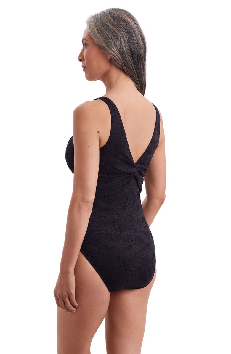 ShapeSolver Twist Back One-Piece Swimsuit, Alternate, color, Black Pressed Flowers