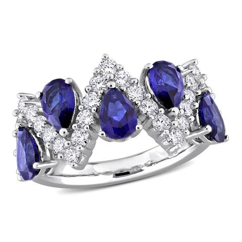 Lab-Created Blue Sapphire & Diamond Ring