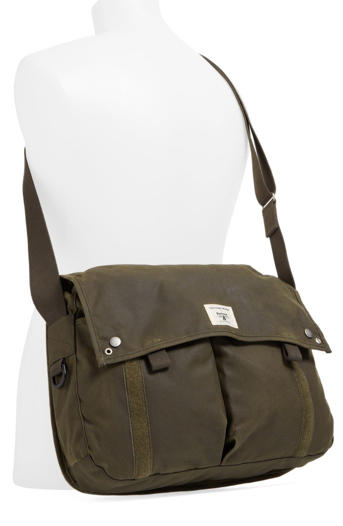Barbour Waxed Canvas Messenger Bag, Alternate, color, 