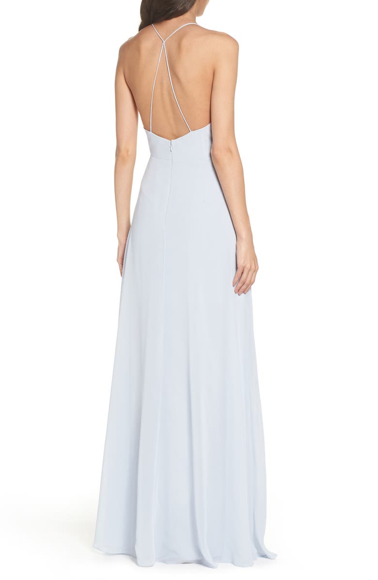 Jenny Yoo Farrah Ruffle Chiffon Gown, Alternate, color, 