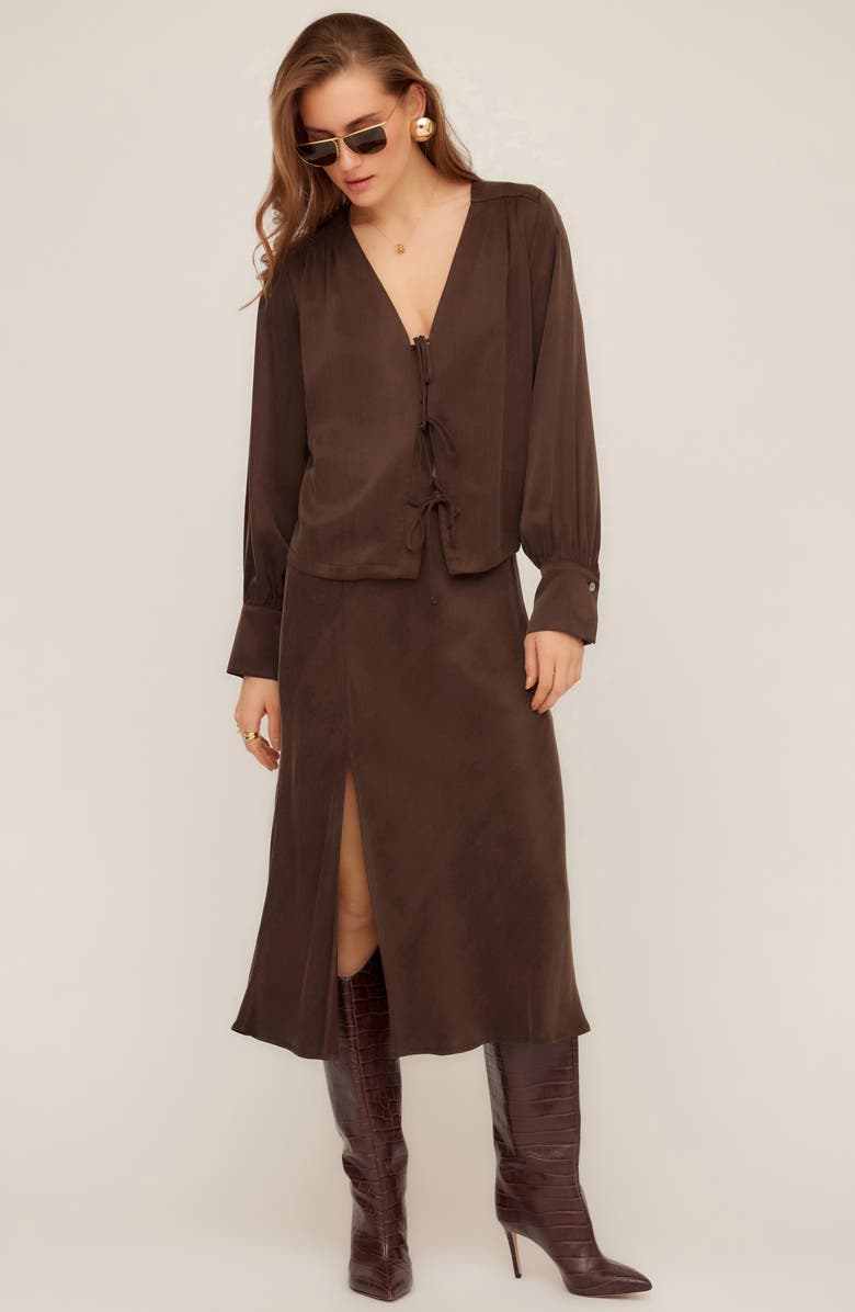 FIFTEEN TWENTY Kayla Tie Front Top, Alternate, color, Brown