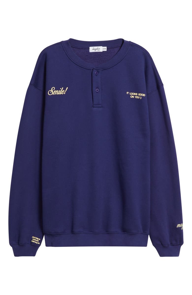 THE MAYFAIR GROUP Smiled Oversize Crewneck Sweatshirt, Alternate, color, Navy Blue