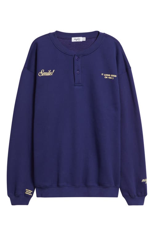 The Mayfair Group Smiled Oversize Crewneck Sweatshirt In Blue