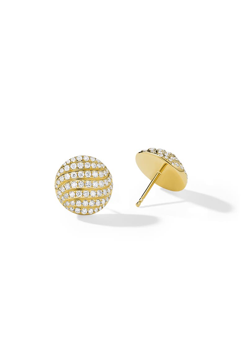 Sculpted Cable Pavé Diamond Stud Earrings, Alternate, color, 18K YELLOW GOLD/ DIAMOND