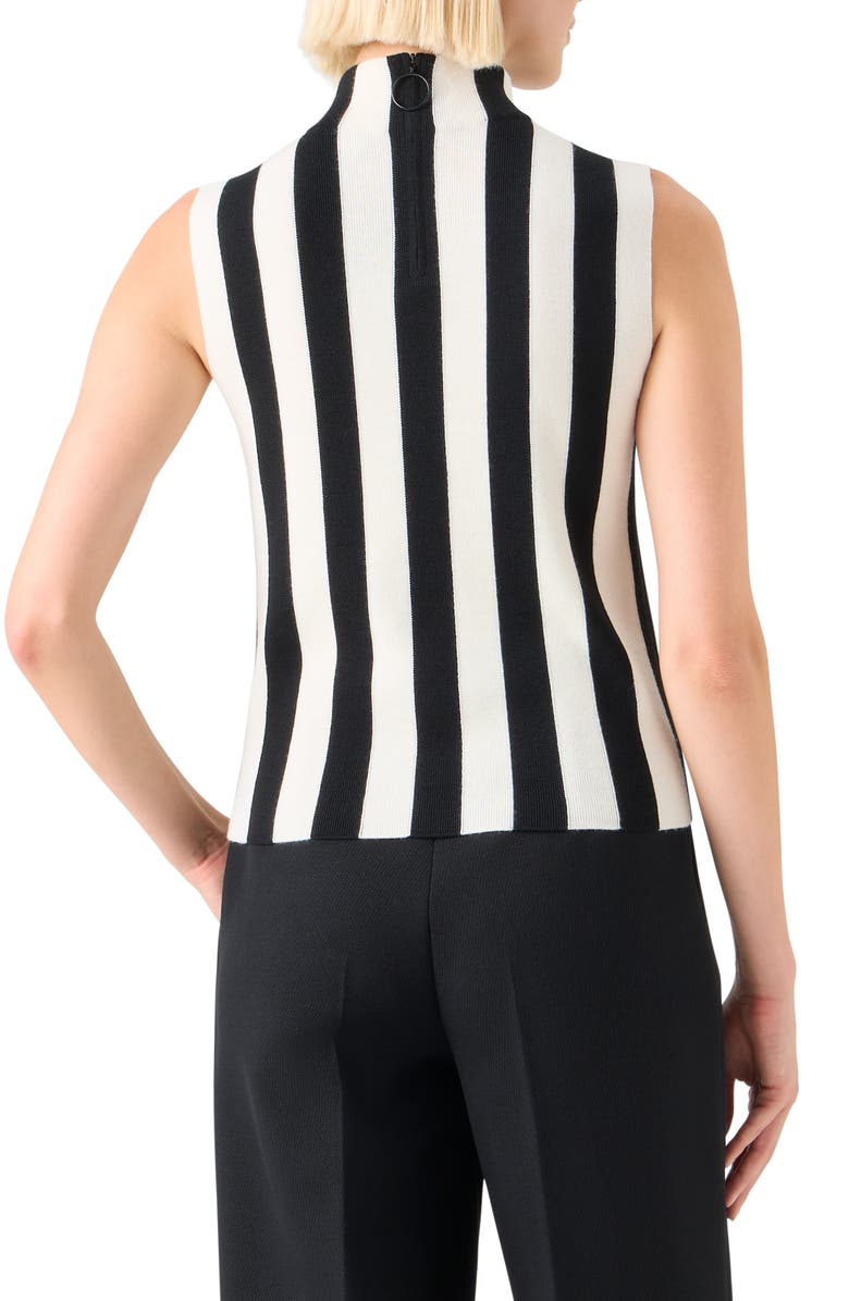 Akris punto Stripe Virgin Wool Knit Tank, Alternate, color, Black-Cream