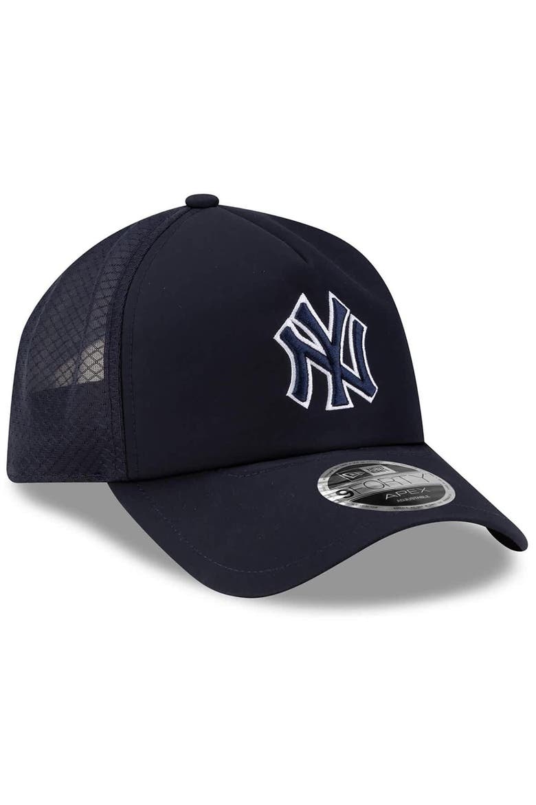 Men's New Era Navy New York Yankees 2026 Batting Practice Apex 9FORTY Adjustable Trucker Hat, Alternate, color, Navy