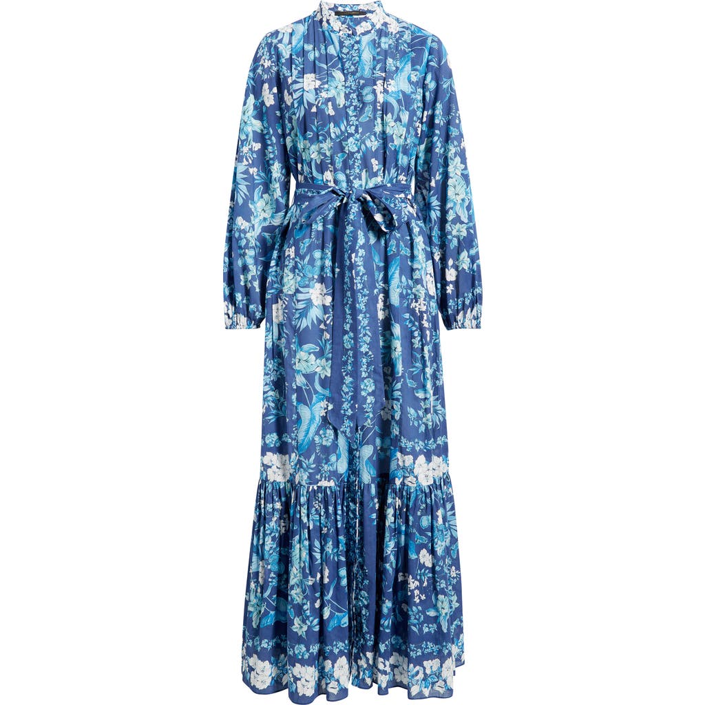 Kobi Halperin Zariah Print Long Sleeve Shirtdress In Blue