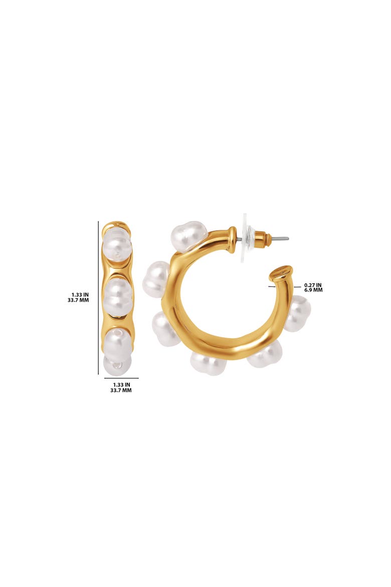 Pearl Hoop Earrings, Alternate, color, Gold