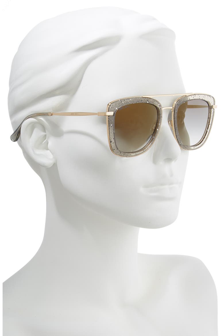 Glossy 53mm Square Sunglasses, Alternate, color, GREY/ GOLD