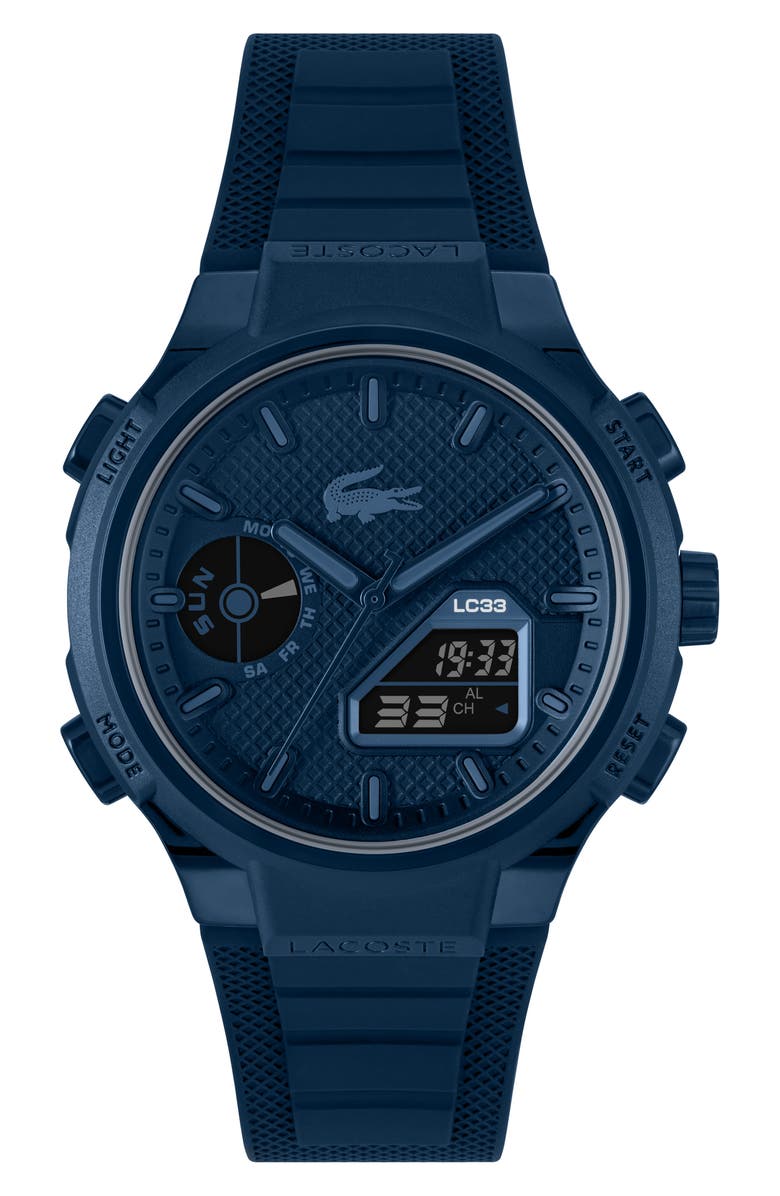 Lacoste LC33 Silicone Strap Watch, 45mm, Main, color, Navy