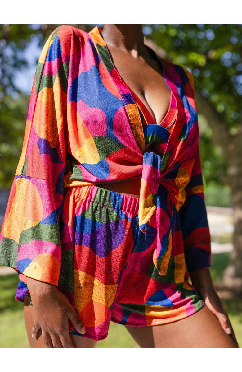 Kitty and Vibe Kimono Cover Up Top, Main, color, Isla