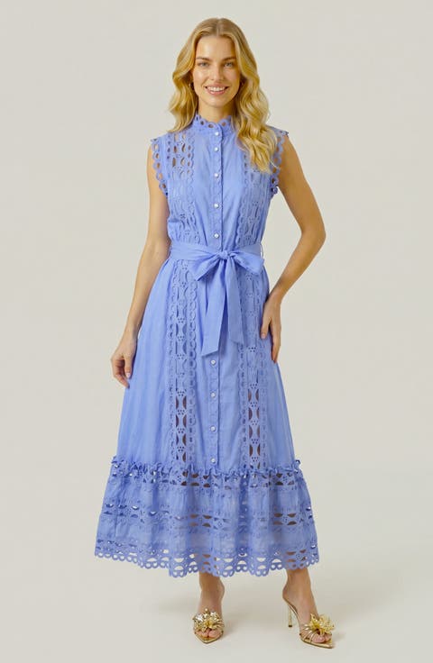 Sleeveless High Neck Lace Overlay Dress